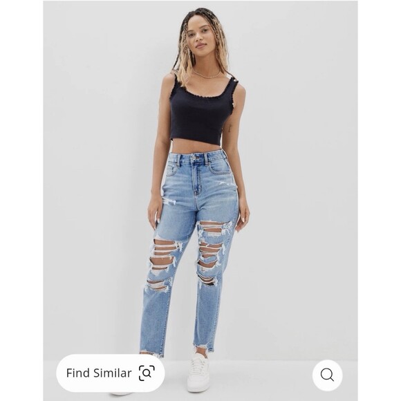 American Eagle Outfitters Denim - American Eagle Stretch Ripped Curvy Mom Jeans 8